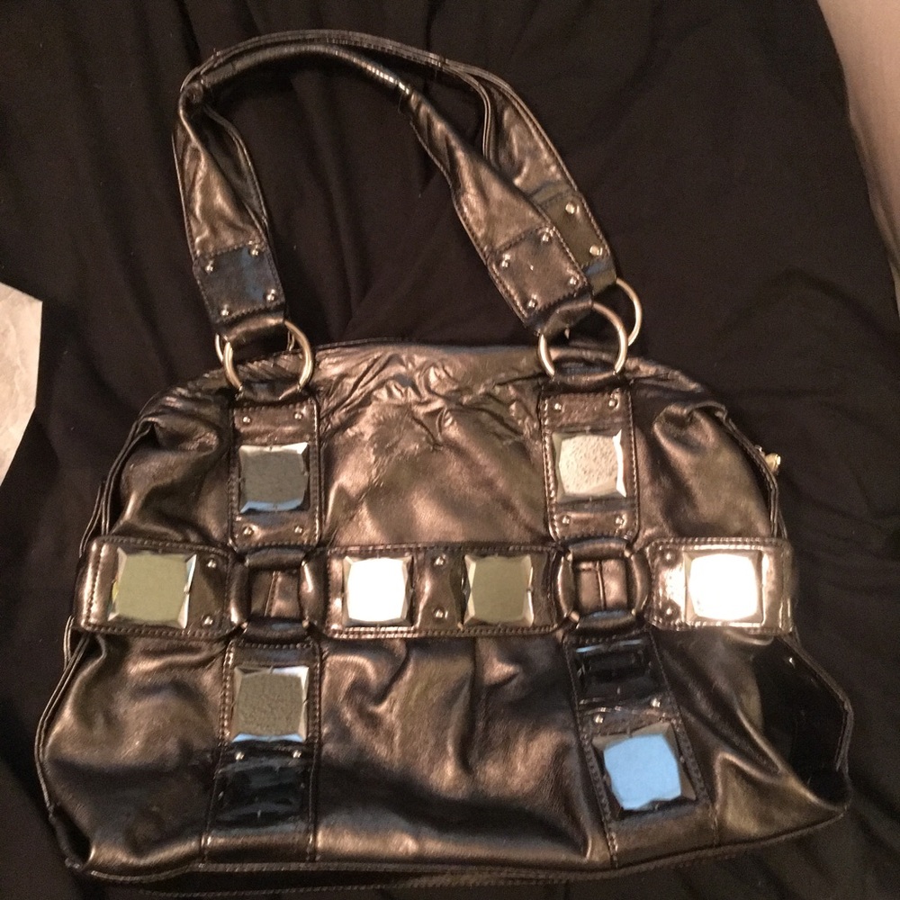 Used Kathy Van Zeeland Pewter Bejeweled Purse